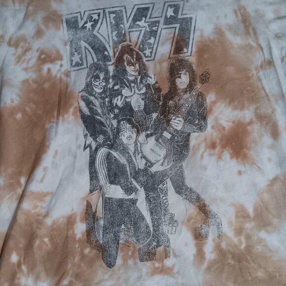 Kiss Band Tee Tie Dye Graphic Shirt Brown Beige Retro 2022 Classic Rock Metal XL - Picture 2 of 6